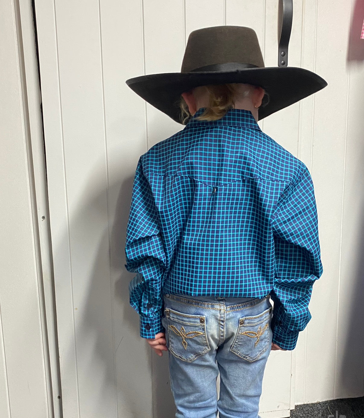 K2056 - Kids Turq Check Western Shirt - Rawhide Western Wear 