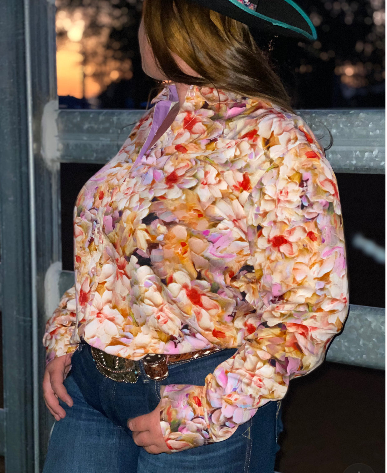 L1480 - Floral Ladies Western Arena Shirt