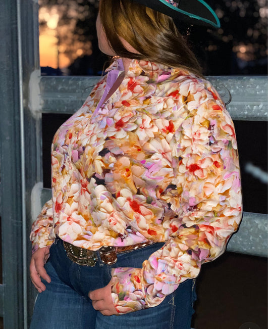 L1480 - Floral Ladies Western Arena Shirt