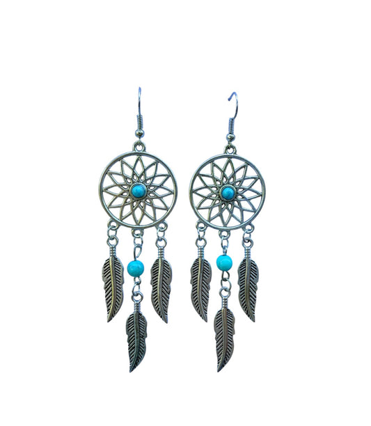 J6184A - Dream Catcher Dangle Earrings