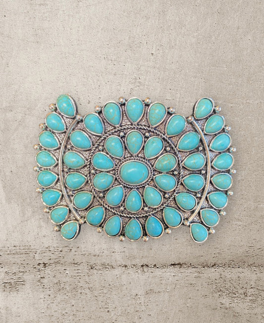 J6633 - Western Concho Stone Hair Clip Barrette