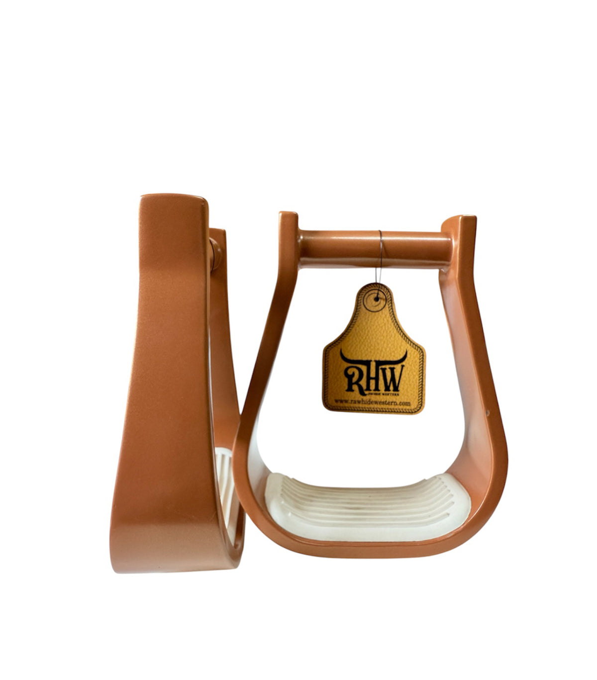023142CP - Copper Pearl Alumunium Barrel Racer Stirrup W/pad
