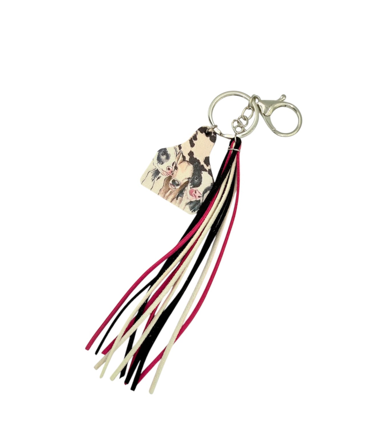 A8759 - Cow Ear tag with Leather Tassel Clip - Rawhide Western Wear 