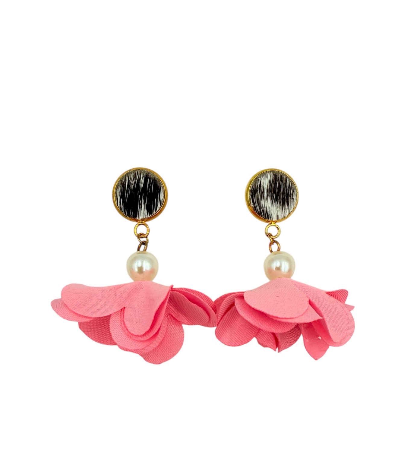 J7089 - 100% Hair on Hide Stud Dangle Earrings