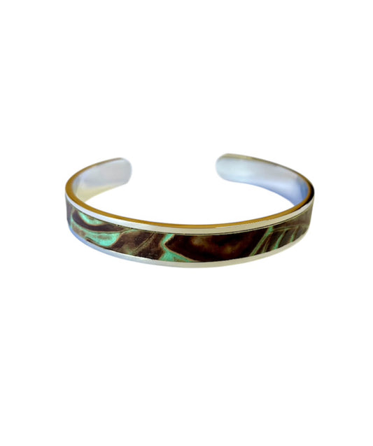 J6851 - Solid/Stainless Steel 3/4 Bangle Leather Embossed