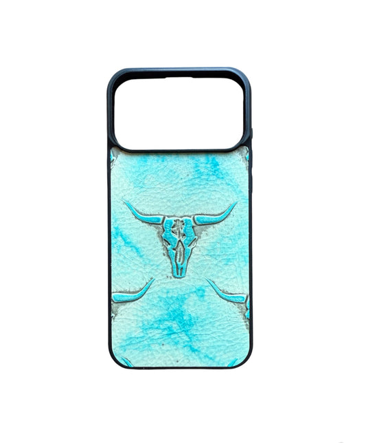 A8965 - IPhone 17 Pro Max Tooled Leather w Rubber Case - Rawhide Western Wear 