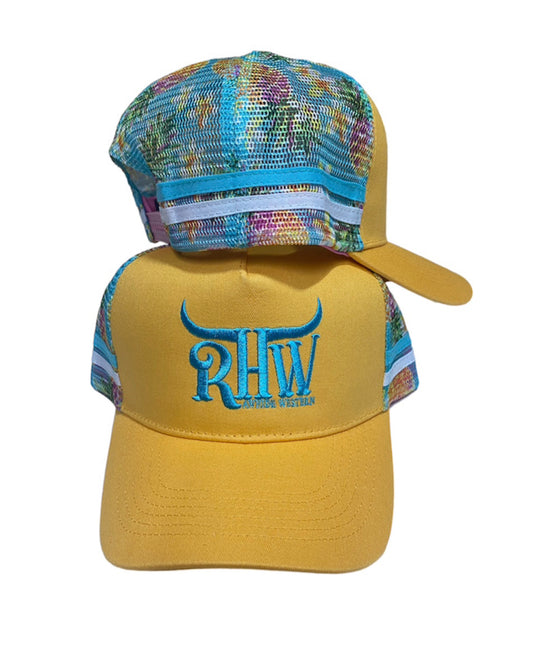 P4158 - RHW Yellow & Pineapple Western Trucker Cap