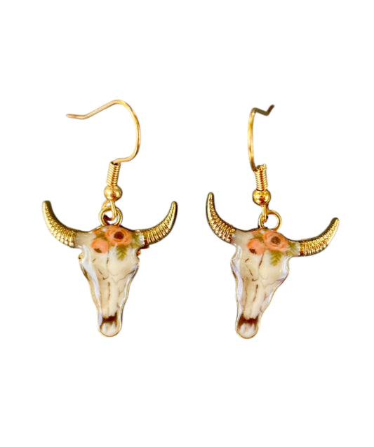 J6439G - Steer Head Earrings
