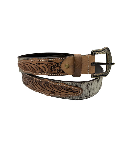 A8224A - 34” (Medium) Hand Tooling Leather Cowhide Belt - Rawhide Western Wear 