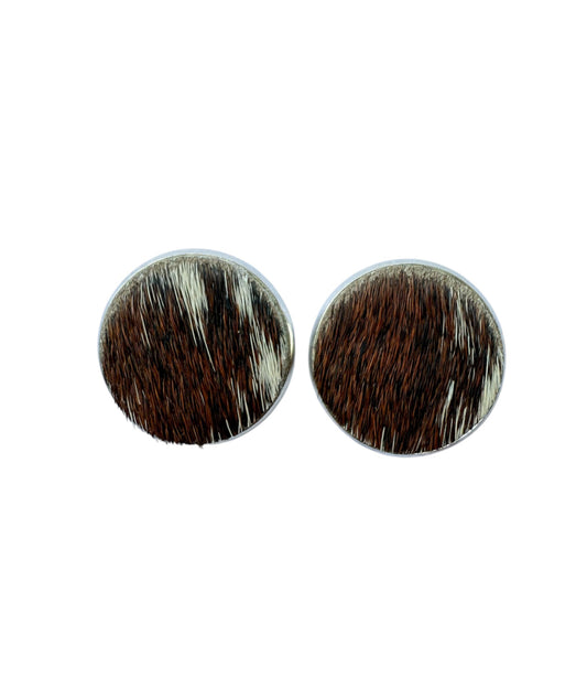 J7052A - Round Hide Stud Earrings - Rawhide Western Wear 