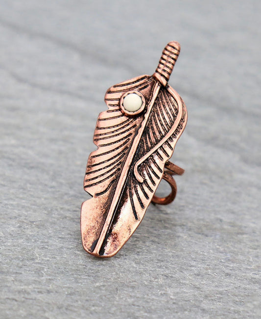 J6698 - Western Feather Cuff Ring
