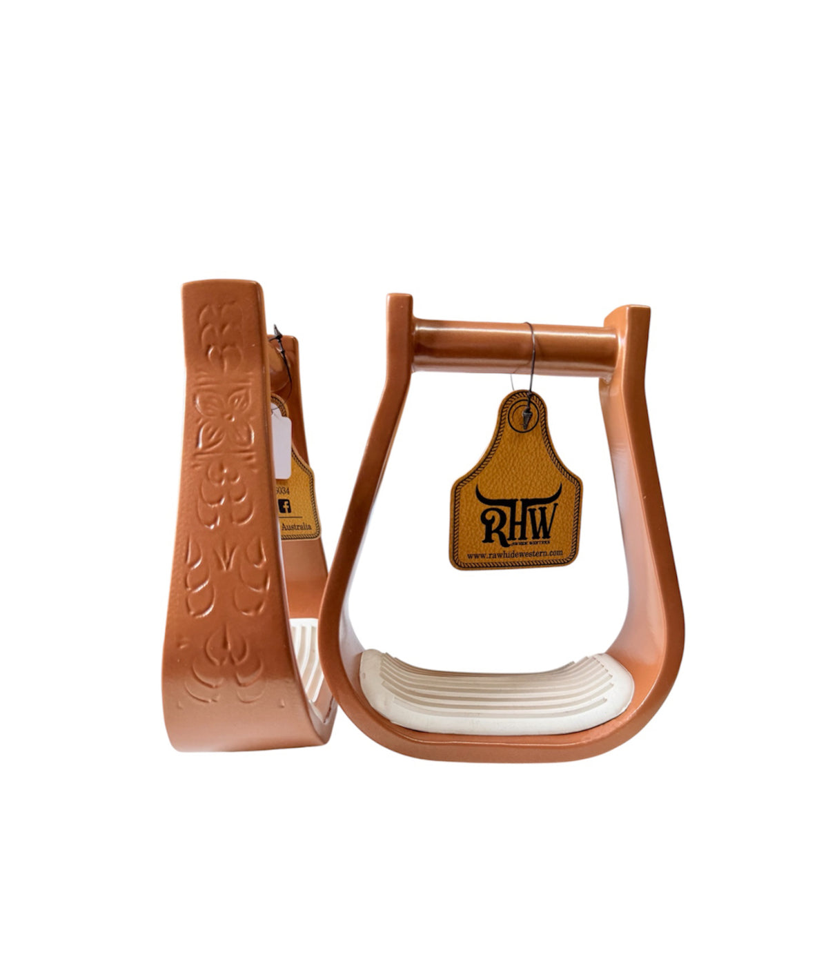 023149CP - Copper Pearl Alumunium Barrel Racer Stirrup W/pad