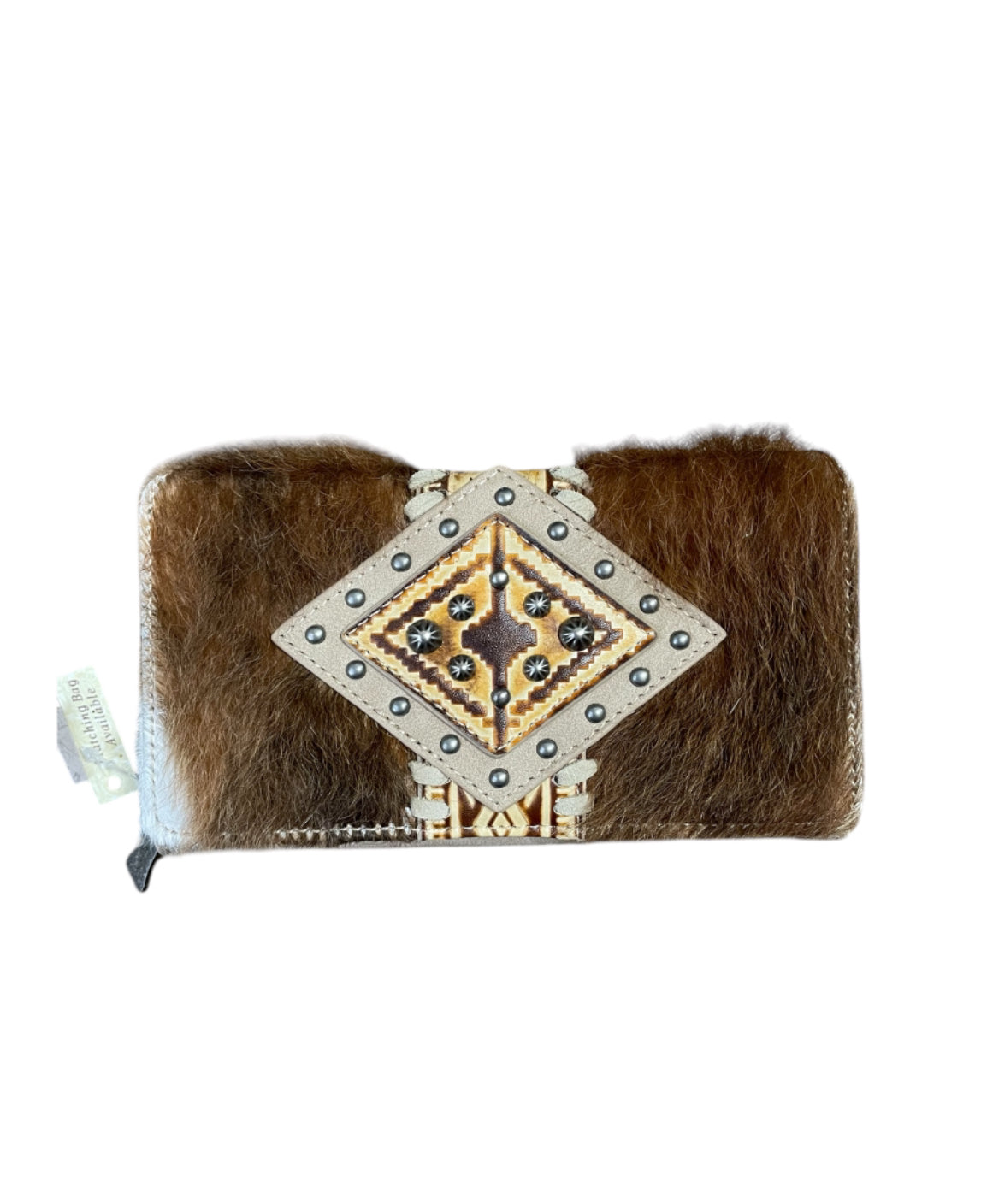 TR146W010KH - Trinity Ranch Genuine Hair-On Cowhide Wallet Khaki