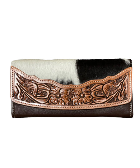 A8339 - Tooled Hair-On-Hide Wallet