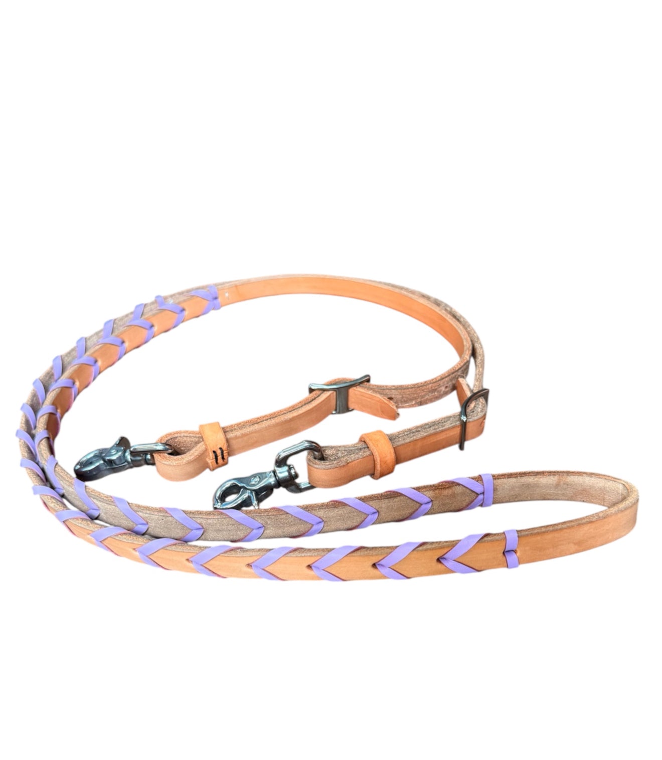 T5020L - Lilac Aust Made Laced Barrel Reins - Rawhide Western Wear 