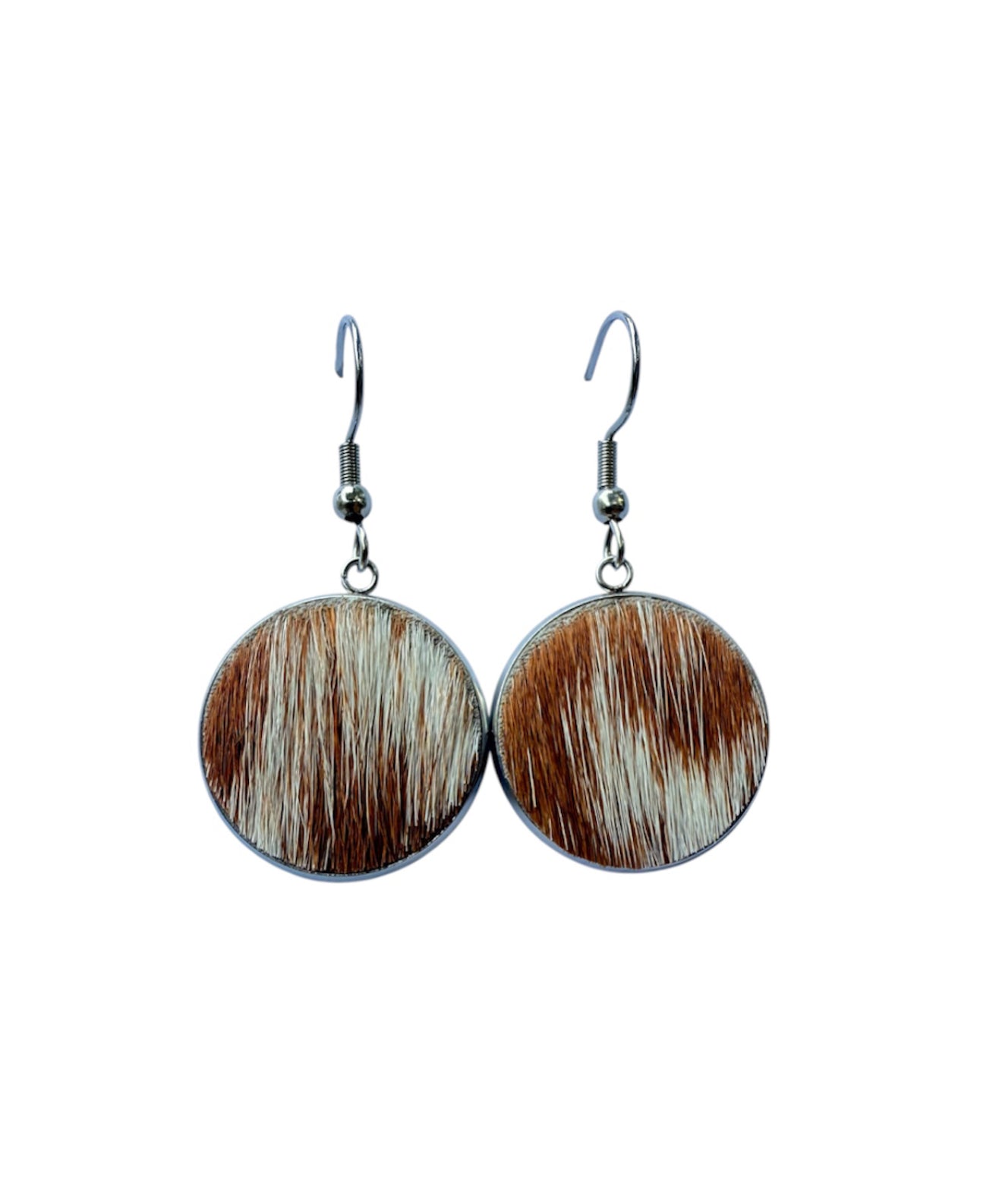 J6607A - Round Hide Fishhook Earrings - Rawhide Western Wear 