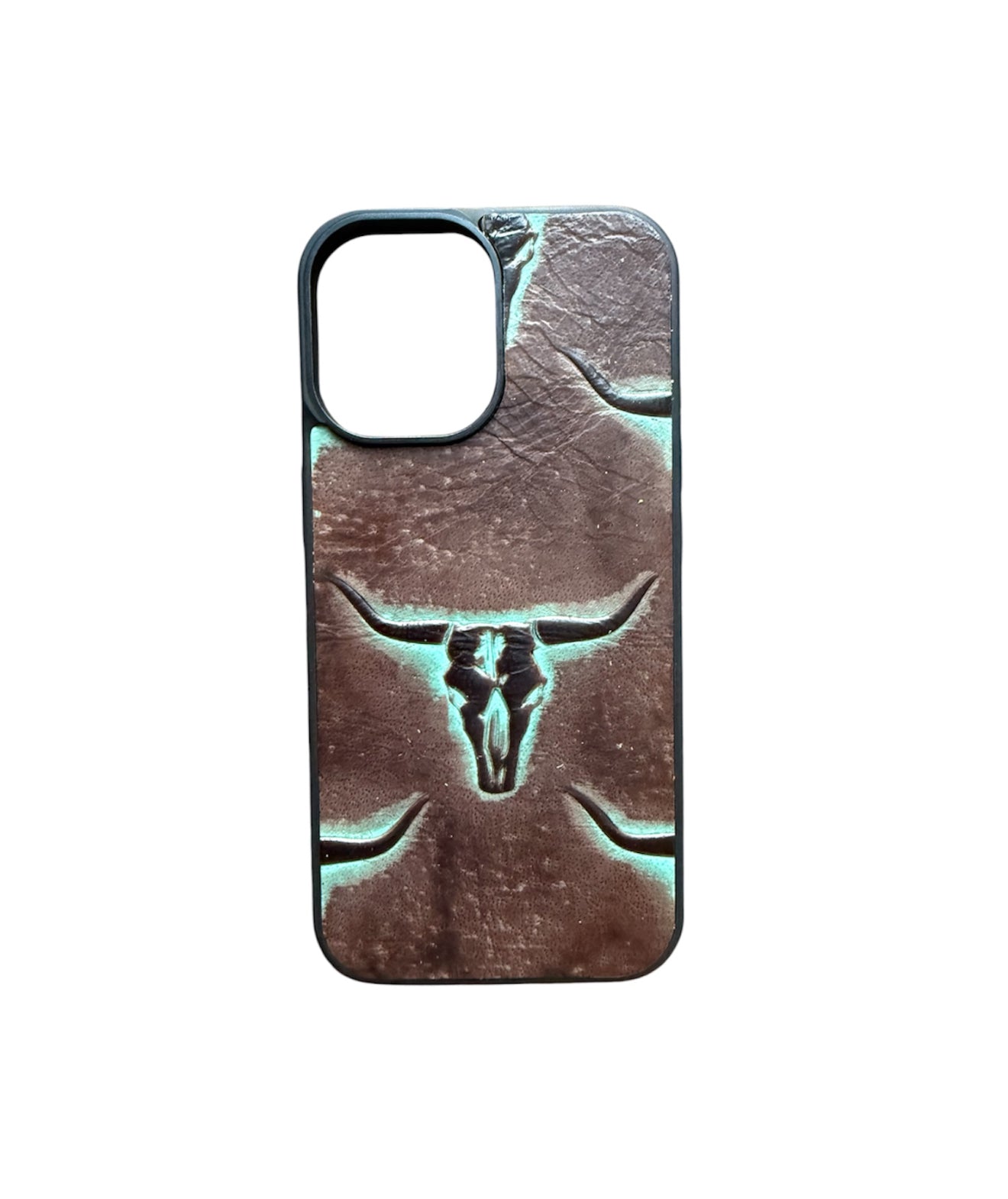 A8954 - IPhone 17 Tooled Leather w Rubber Case - Rawhide Western Wear 