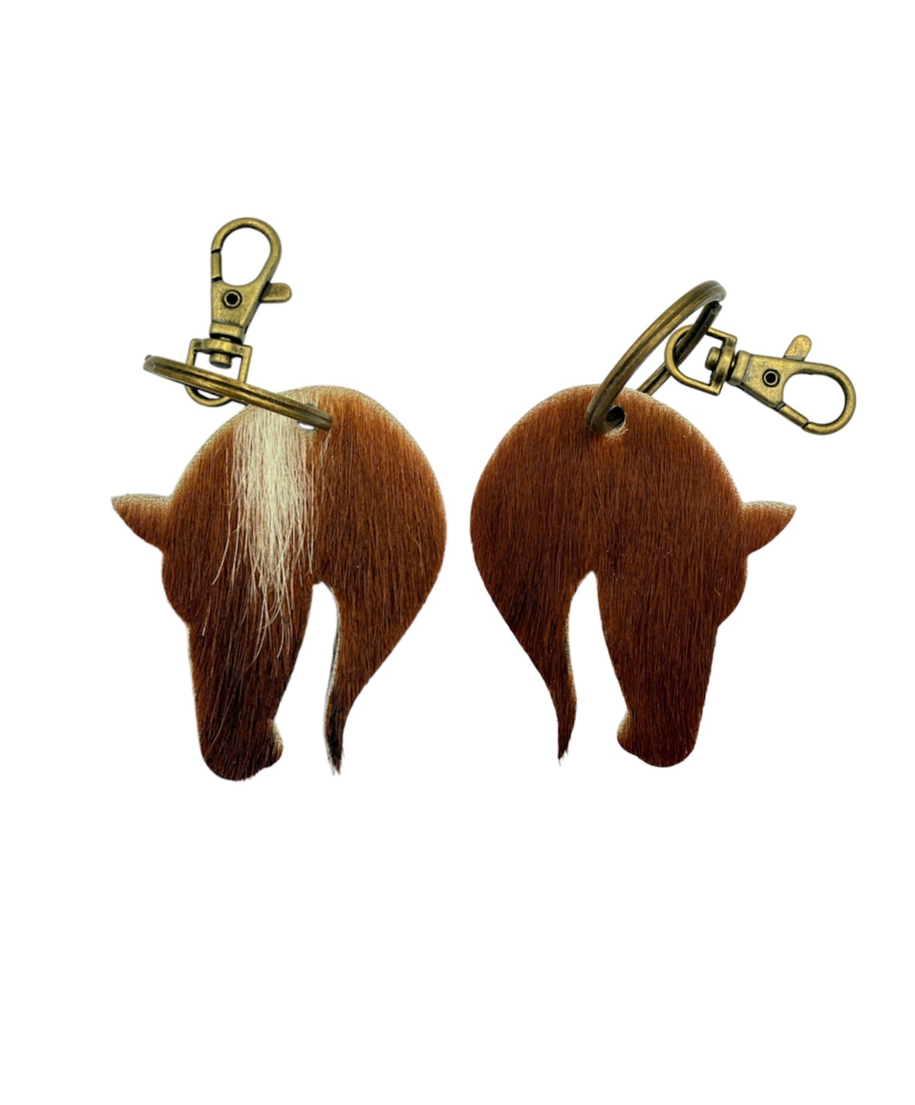A8726 - Double Sided 100% Hair On Hide Leather Horse Keychain - Rawhide Western Wear 