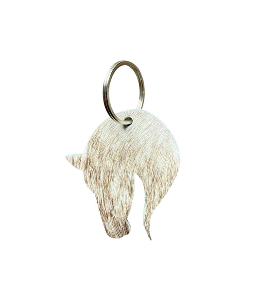 A8725 - Double Sided 100% Hair On Hide Leather Horse Keychain