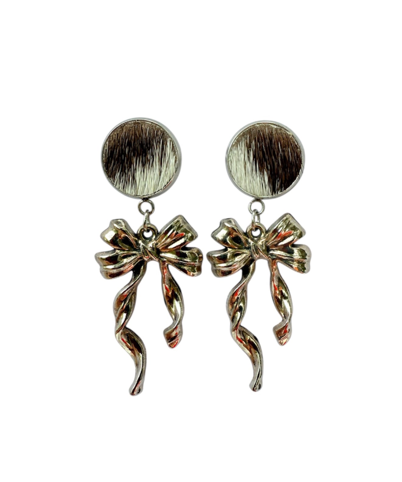 J6668D - Flower 100% Hair on Hide Earrings