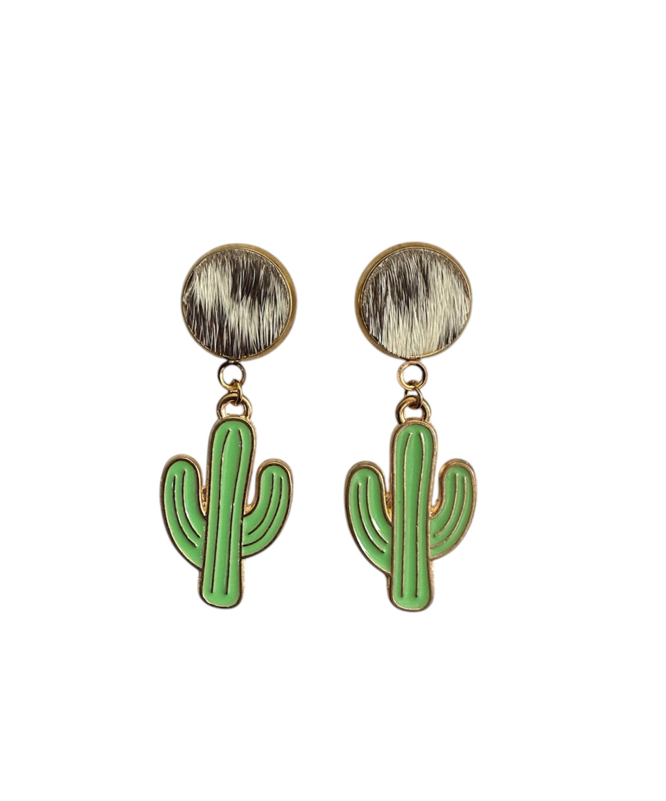 J7041 - 100% Hair on Hide Stud Dangle Earrings - Rawhide Western Wear 