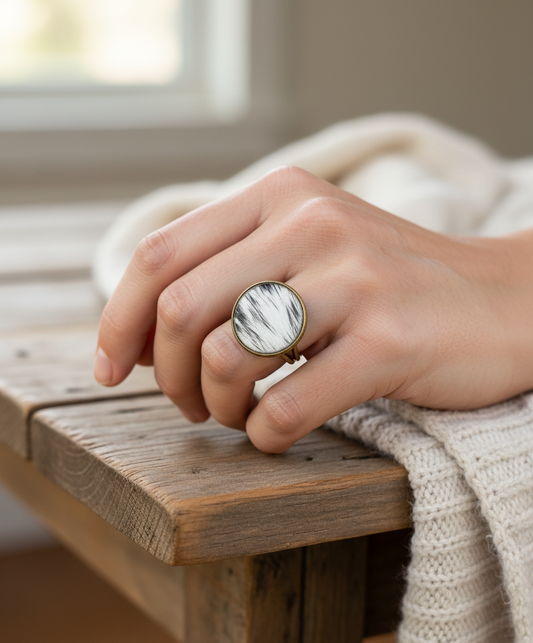 J6481A - Western Real Cowhide Ring