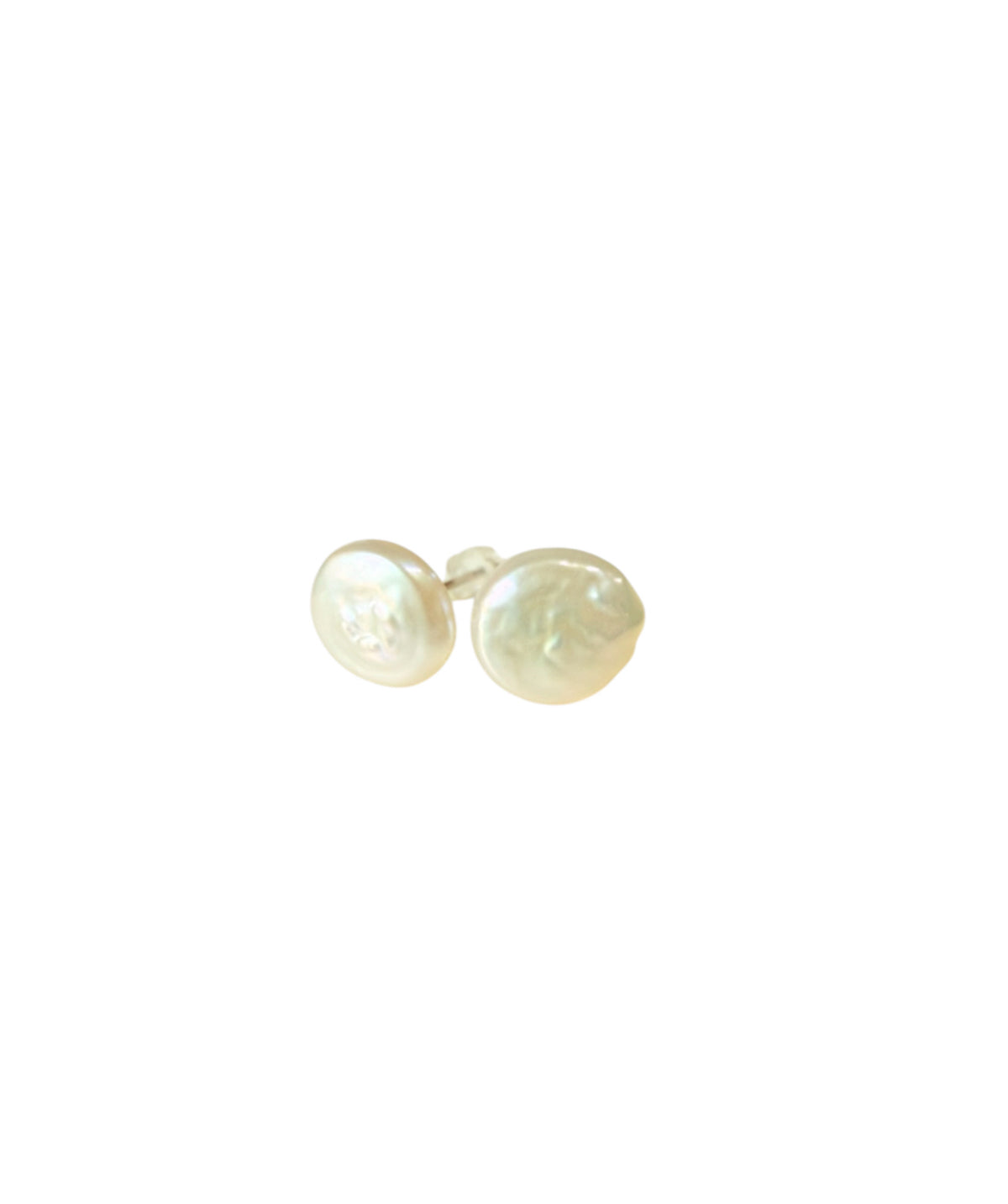 J7104A - Real Pearl White Button Stud Earring (no 2 Pearls are the same)