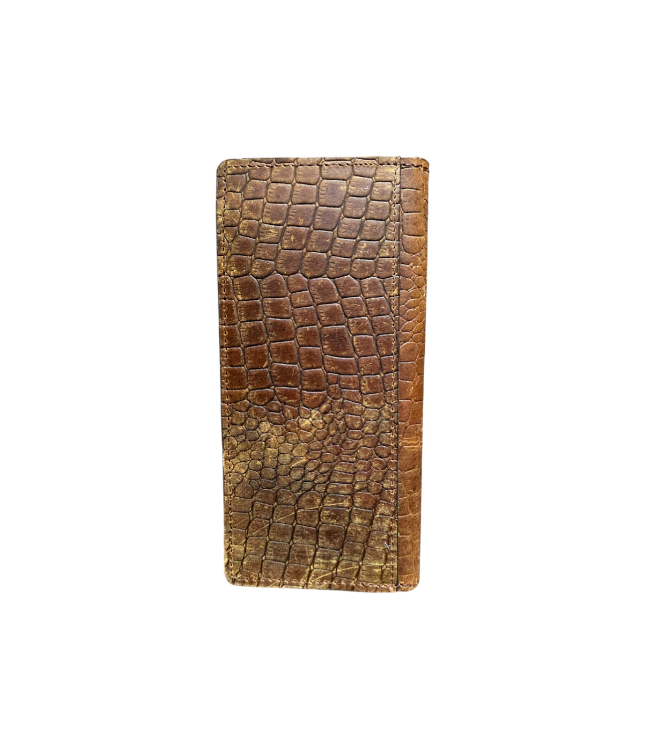 78161 - Brown Faux Alligator Hair on Cowhide Bi-fold Wallet