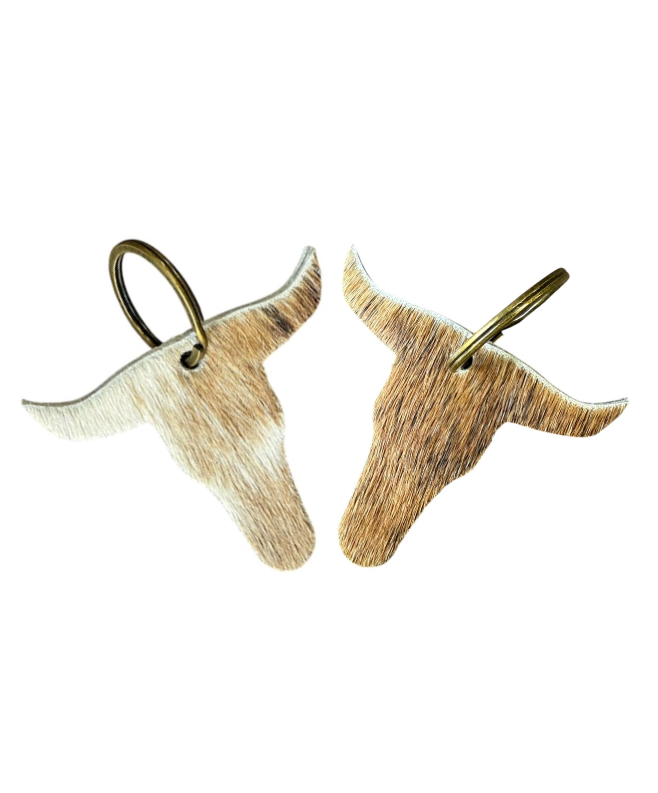 A8731 - Double Sided 100% Hair On Hide Leather Bull Keychain