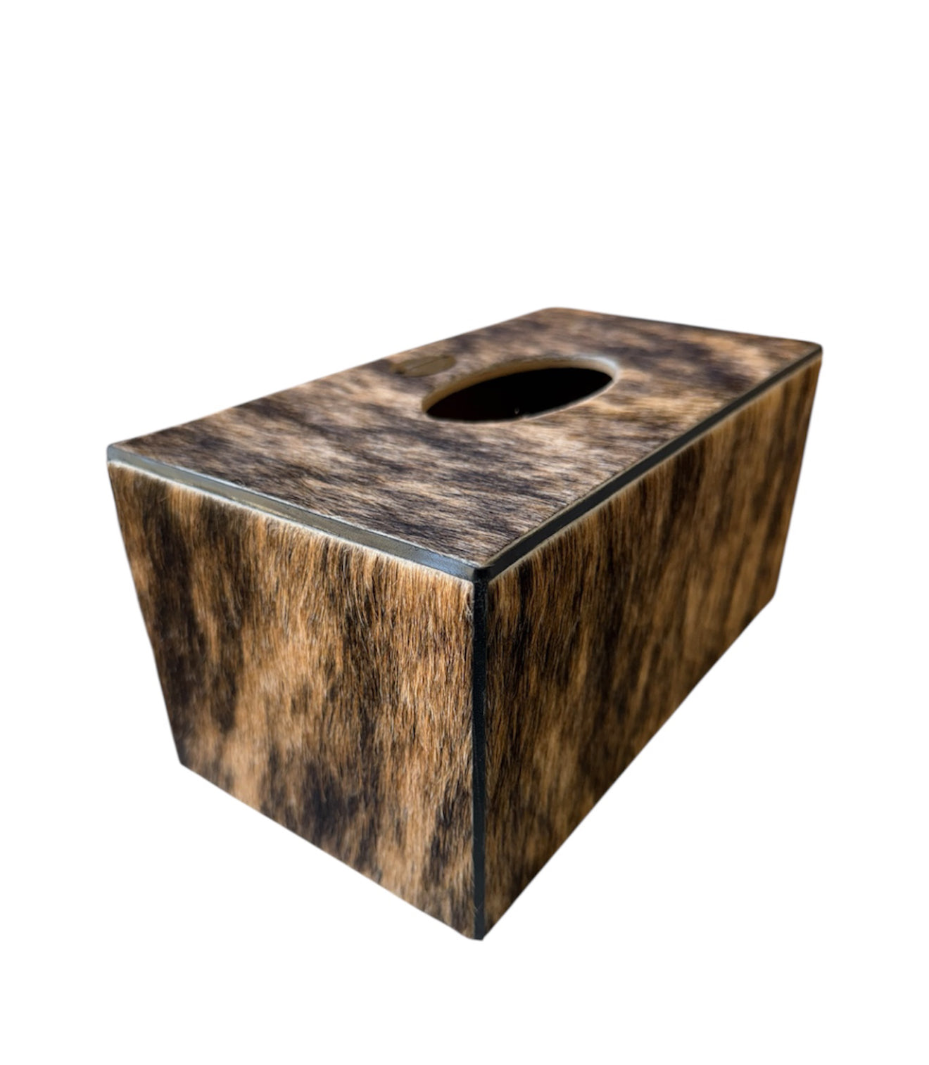 A8844 - Wooden Tissue Holder w Cowhide & Kangaroo Leather