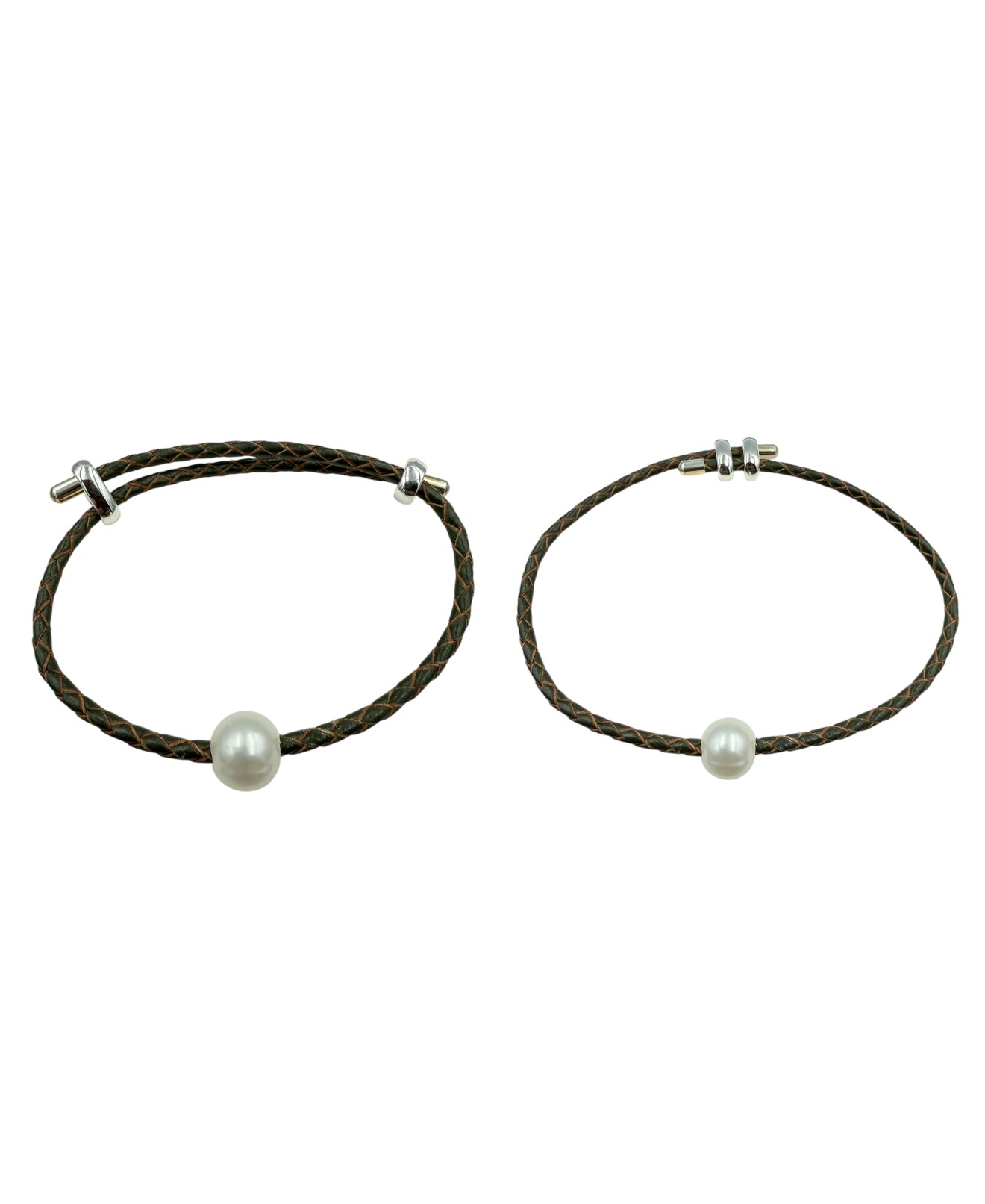 J6752B - Pearl Leather plaited Bracelet