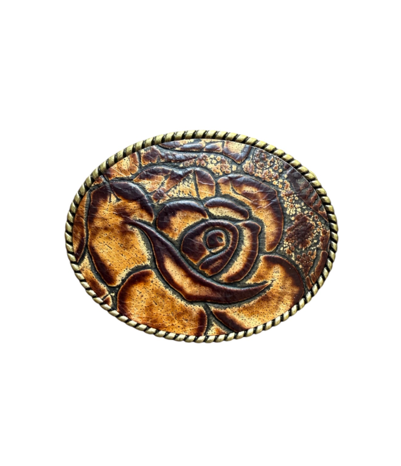 A8870 - Bronze Antique Colour Western Buckle w Leather Tooled insert