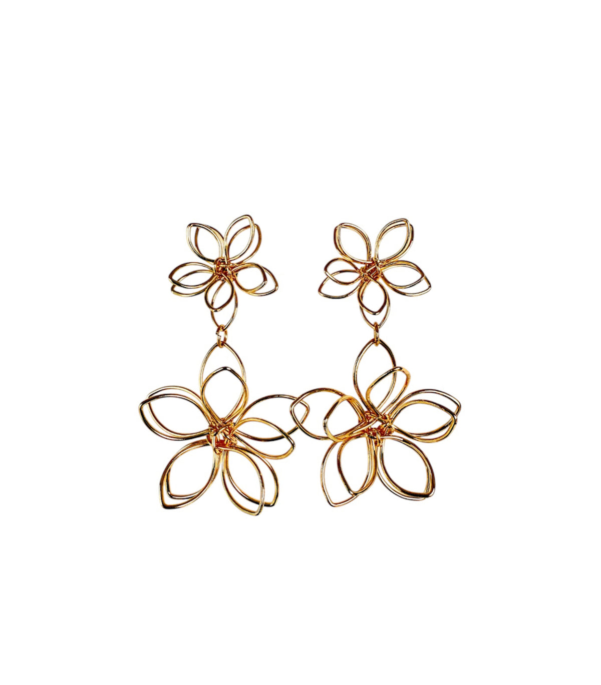 J6616A - Wired Flower Stud Dangle Earrings