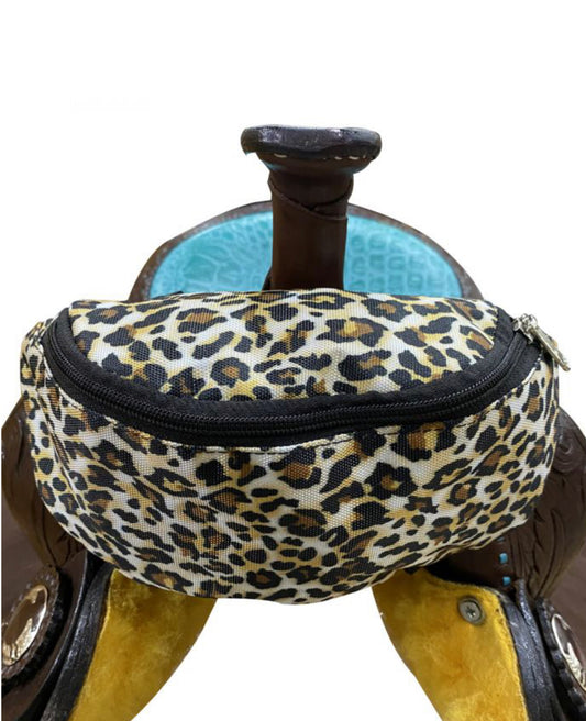 177736 - Cheetah Print Insulated Nylon Saddle Pouch