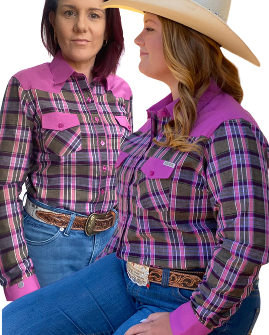 L1460- SAGE Ladies Check Western Shirt