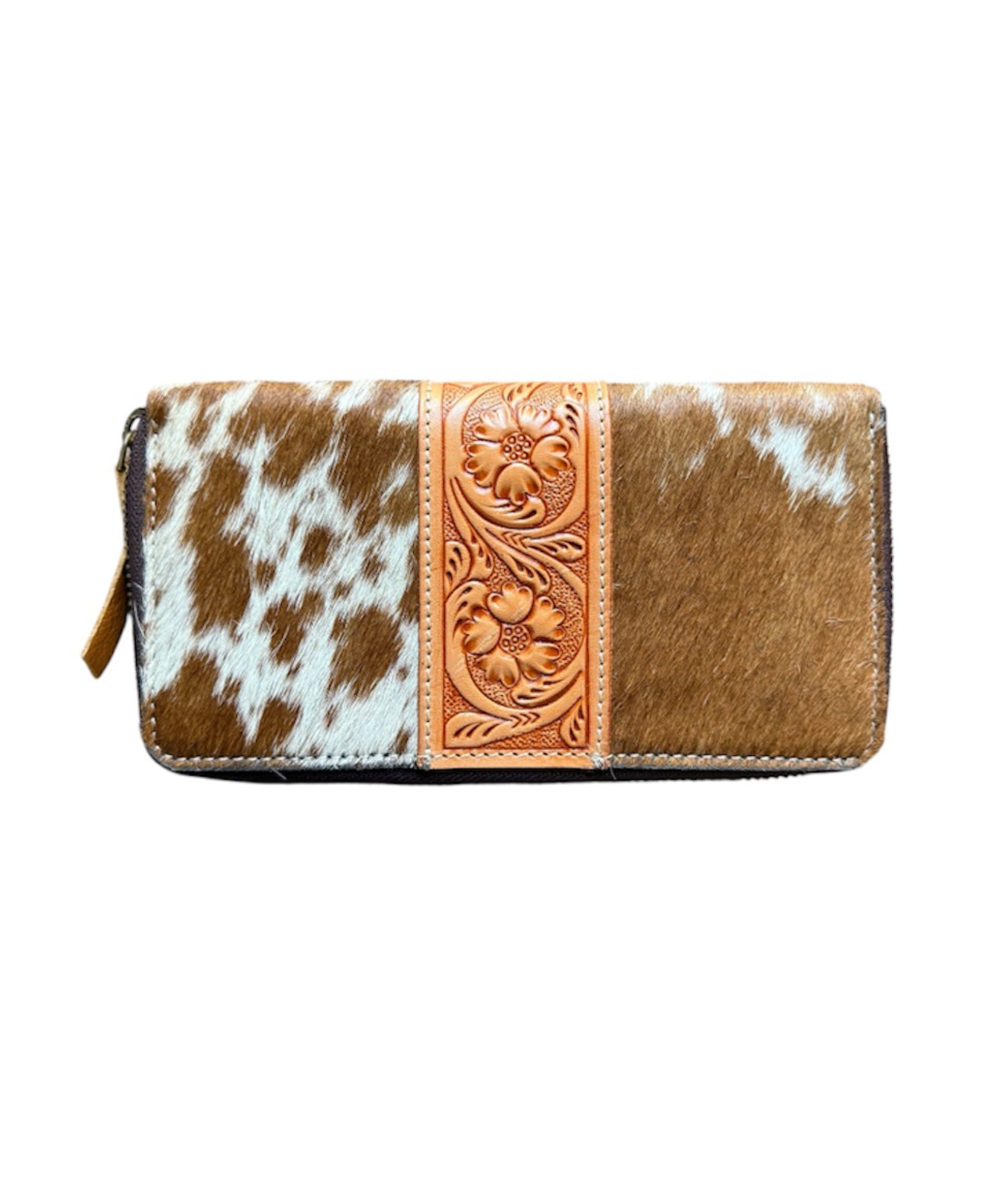 AW21T - Tooling Leather Cowhide Zippered Wallet
