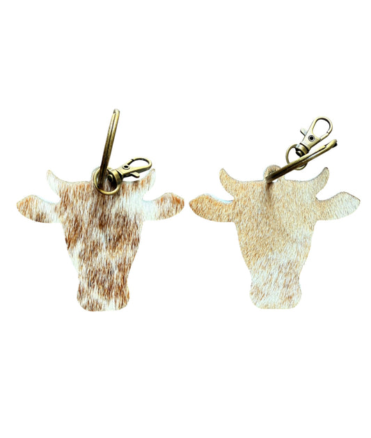 A8767 - Double Sided 100% Hair On Hide Leather Cow Keychain