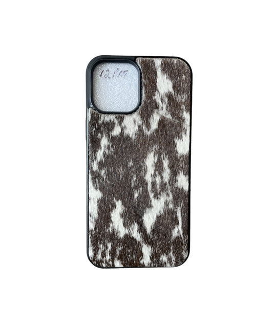 A8792 - IPhone 12 Pro Max Hair on Hide Leather Case