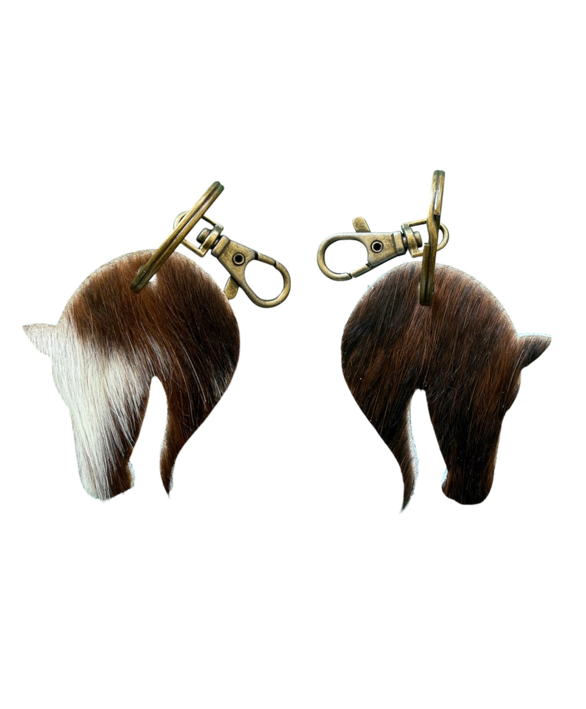 A8725 - Double Sided 100% Hair On Hide Leather Horse Keychain - Rawhide Western Wear 