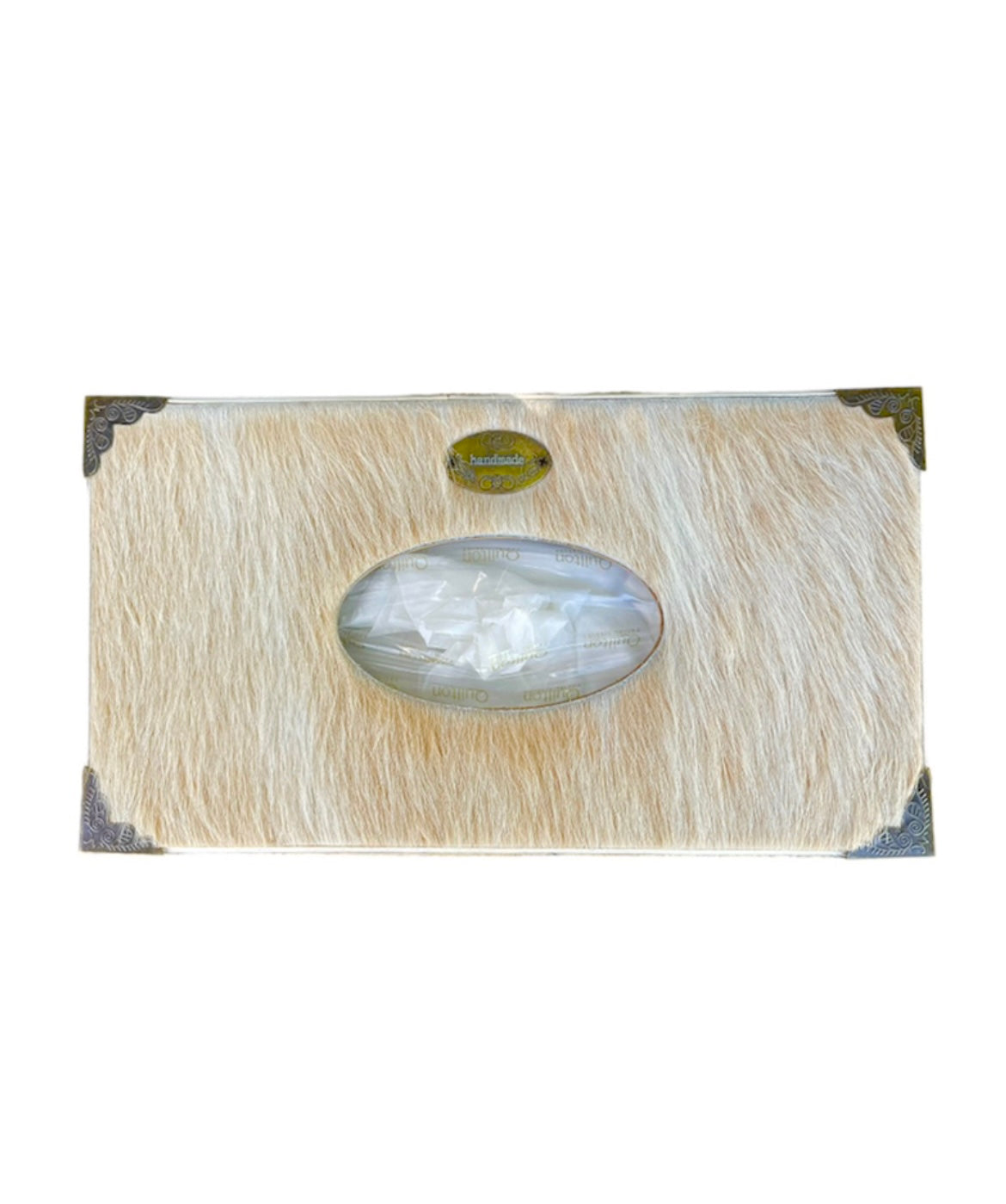 A8843 - Wooden Tissue Holder w Cowhide & Kangaroo Leather
