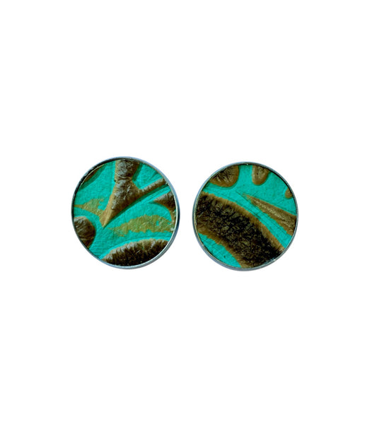 J6963 -  Real Tooled Leather  Stud Earrings