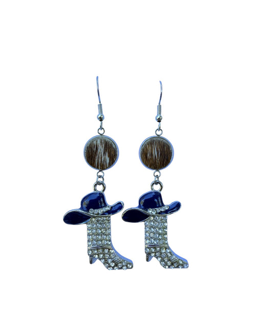 J7041A - 100% Hair on Hide Dangle Earrings