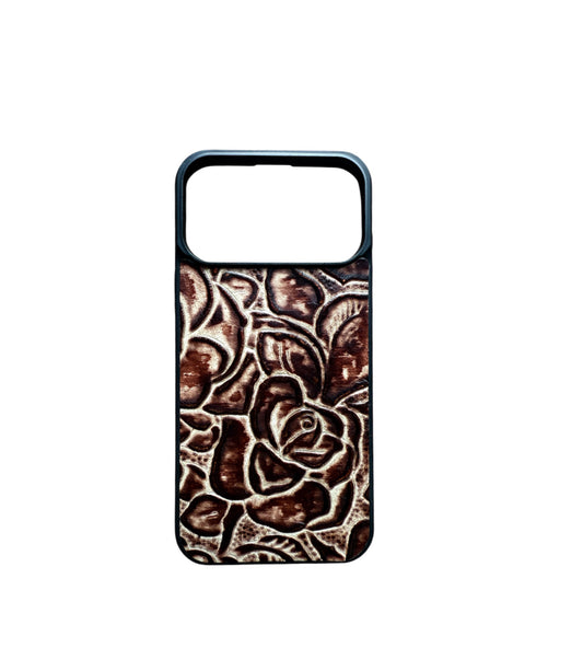 A8964 - IPhone 17 & 18 Pro Max Tooled Leather w Rubber Case