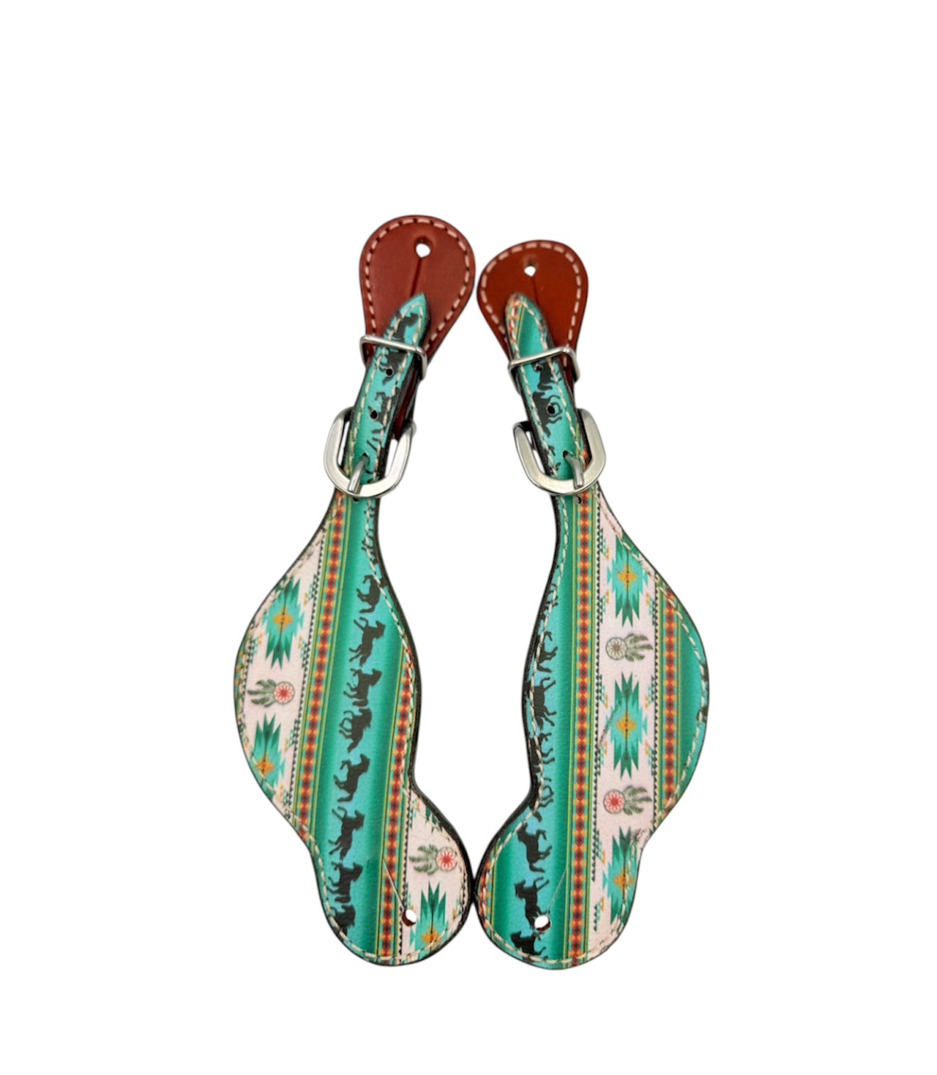 M123XT - Ladies Leather printed leather spur straps