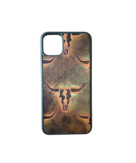 A8577 - IPhone 11 Pro Max Tooled Leather w Rubber Case - Rawhide Western Wear 