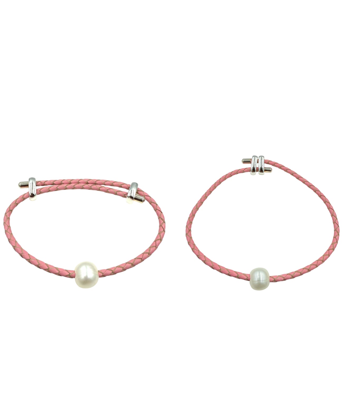 J6752A - Pearl Leather plaited Bracelet