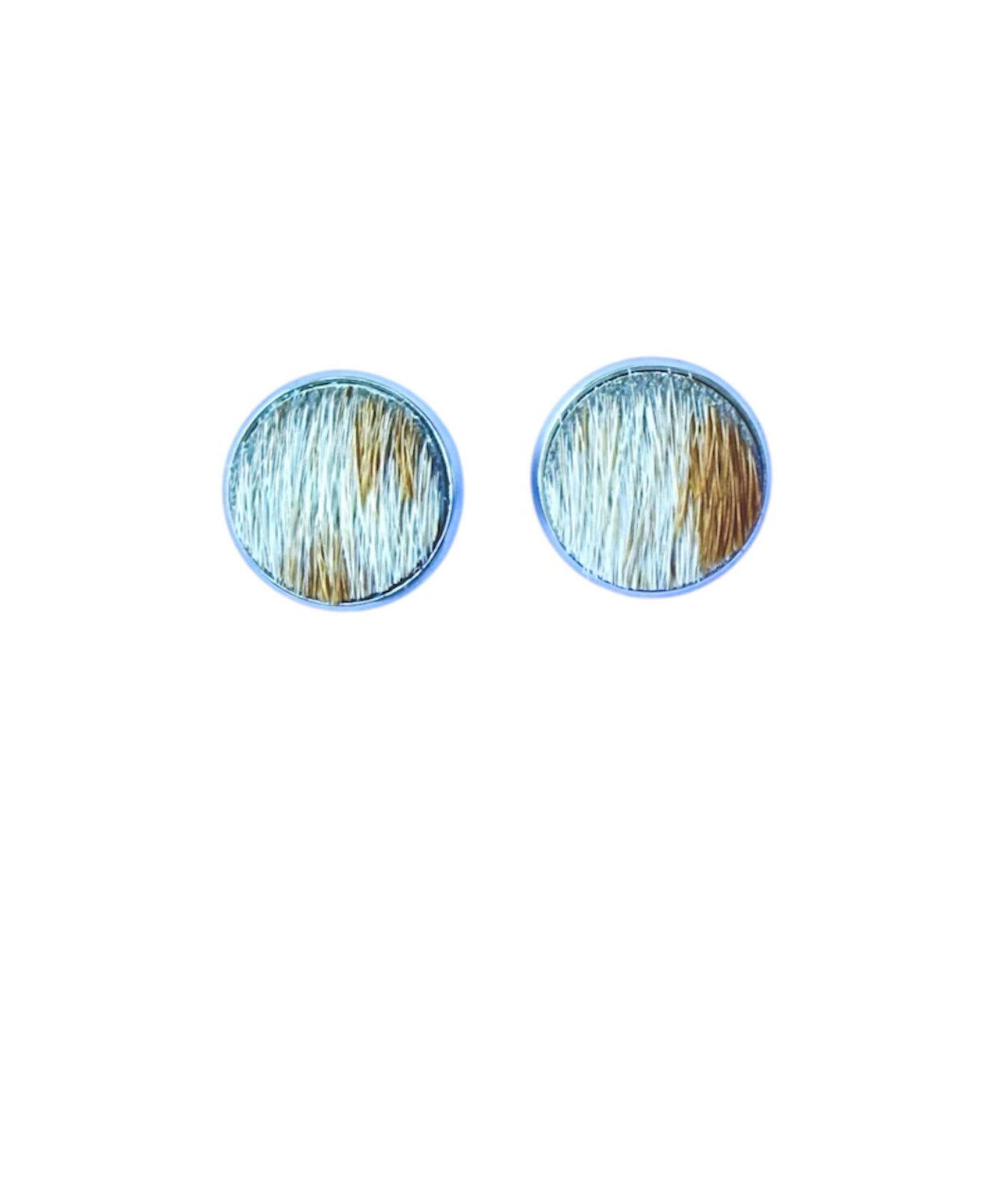 J6597A - Round Hide Stud Earrings