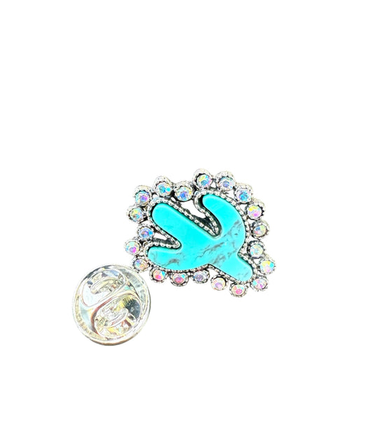 J6677E - Western Cactus Stone Hat Pin