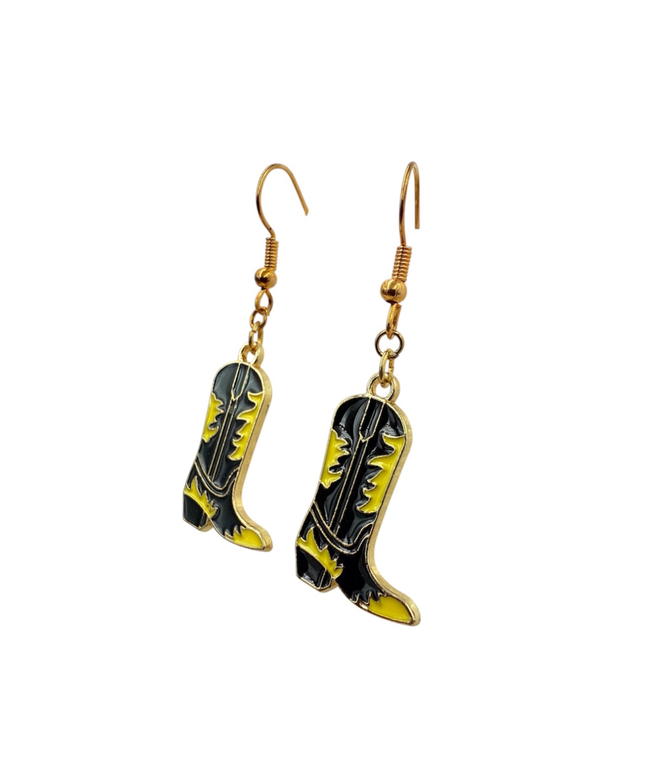 J7040 - Boot Gold Colour Trim Dangle Earrings - Rawhide Western Wear 