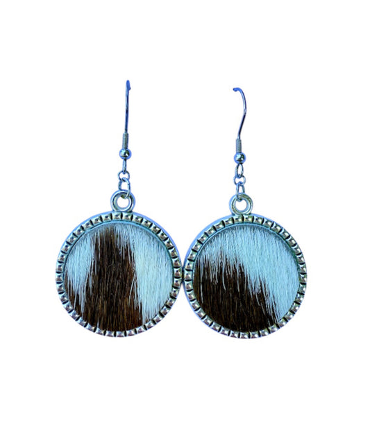 J7020A - Round Hide Fishhook Earrings